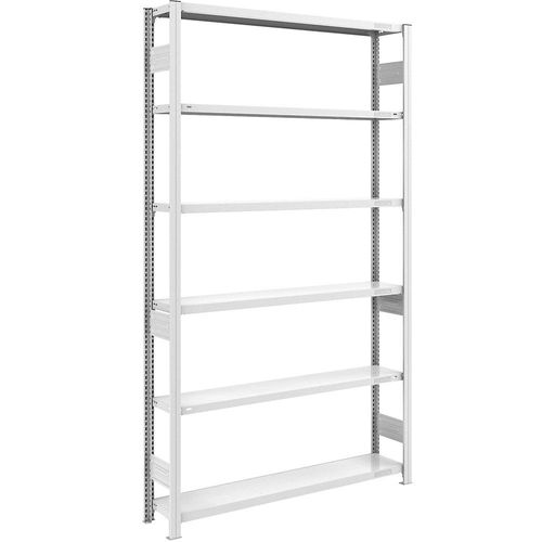 4250623789172 - Schwerlast-Steckregal grau beidseitig Regalhöhe 2500 mm 6 Böden Grundregal BxT 1300 x 300 mm hofe