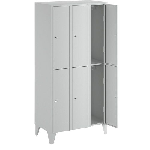 4250618206028 - Garderobenschrank mit Füßen HxBxT 1850 x 900 x 500 mm 6 Fächer lichtgrau