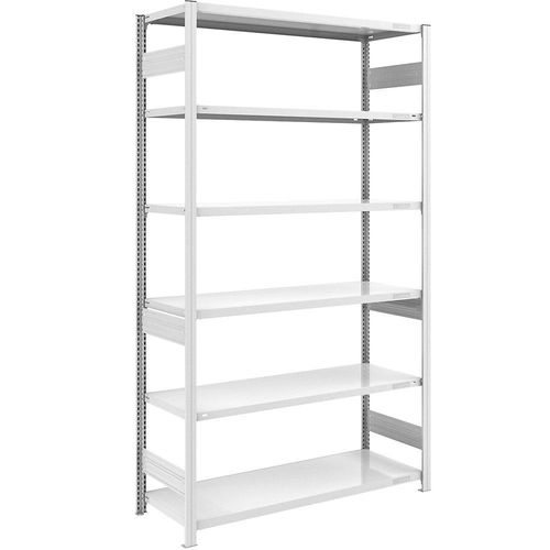 4250623789233 - Schwerlast-Steckregal grau beidseitig Regalhöhe 2500 mm 6 Böden Grundregal BxT 1300 x 600 mm hofe