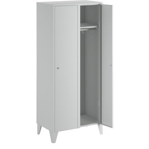 4250618207933 - Garderobenschrank mit Füßen HxBxT 1850 x 800 x 500 mm 2 Abteile lichtgrau 4250618207933 - Garderobenschrank mit Füßen HxBxT 1850 x 800 x 500 mm 2 Abteile lichtgrau