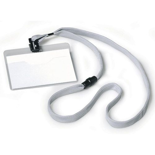 4005546800196 - DURABLE Namensschild mit Textilband mit Klemme HxB 60 x 90 mm grau VE 40 Stk