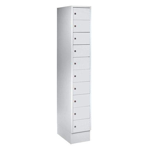 4250618204109 - Schließfachschrank Stahlbl Türanschl rechts Zylinderschloss 10 Fächer B 300 x H 1800 mm lgrau RAL 7035 lgrau RAL 7035