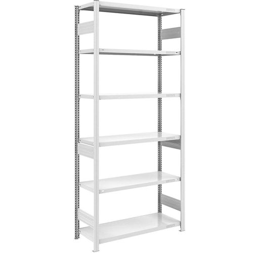 4250623789202 - Schwerlast-Steckregal grau beidseitig Regalhöhe 2500 mm 6 Böden Grundregal BxT 1000 x 500 mm hofe