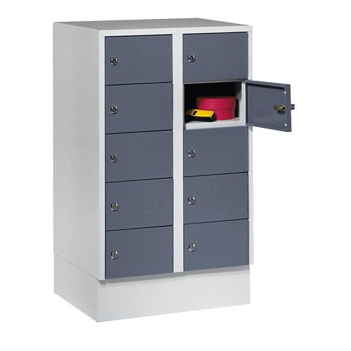 4250618204246 - Schließfachschrank Stahlbl Türanschl rechts Zylinderschloss 10 Fächer B 600 x H 965 mm lgrau RAL 7035 bgrau RAL 7031 4250618204246 - Schließfachschrank Stahlbl Türanschl rechts Zylinderschloss 10 Fächer B 600 x H 965 mm lgrau RAL 7035 bgrau RAL 7031