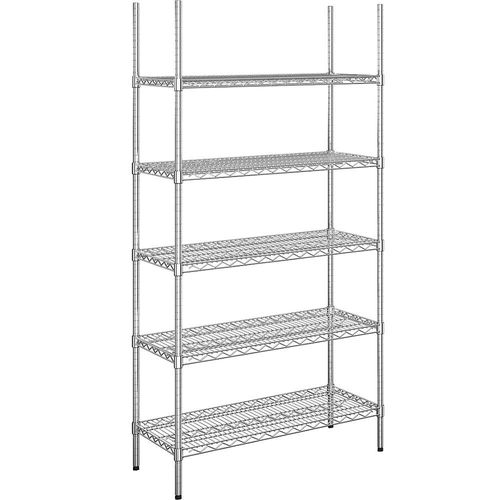 4061753092120 - Stahldraht-Gitterregal verchromt Fachlast 250 kg BxT 910 x 460 mm Grundregal Höhe 1880 mm 5 Fachböden kaiserkraft