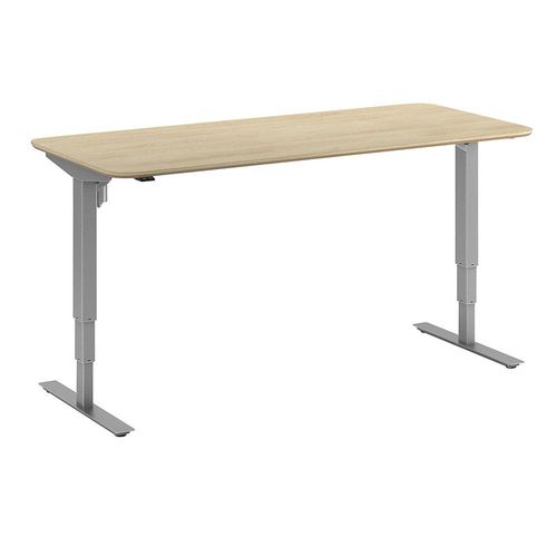 4061753261595 - Schreibtisch Atlanta Trend elektrisch höhenverstellbar gerade abgerundete Ecken BxT 1800 x 800 mm Eiche silber kaiserkraft