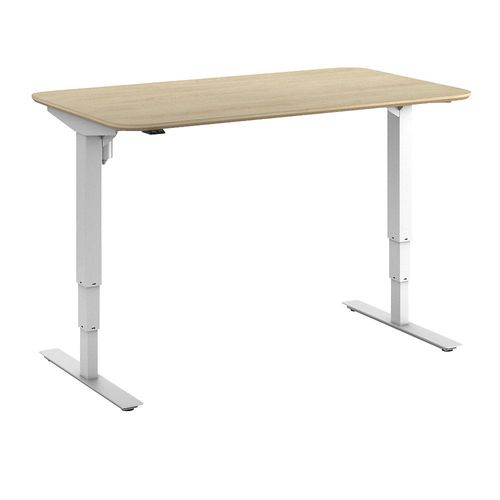 4061753261373 - Schreibtisch Atlanta Trend elektrisch höhenverstellbar gerade abgerundete Ecken BxT 1400 x 800 mm Eiche weiß kaiserkraft