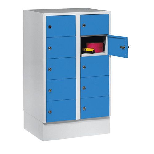 4250618204178 - Schließfachschrank Stahlbl Türanschl rechts Zylinderschloss 10 Fächer B 600 x H 965 mm lgrau RAL 7035 lblau R 5012 4250618204178 - Schließfachschrank Stahlbl Türanschl rechts Zylinderschloss 10 Fächer B 600 x H 965 mm lgrau RAL 7035 lblau R 5012