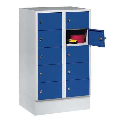 4250618204161 - Schließfachschrank Stahlbl Türanschl rechts Zylinderschloss 10 Fächer B 600 x H 965 mm lgrau RAL 7035 eblau RAL 5010 4250618204161 - Schließfachschrank Stahlbl Türanschl rechts Zylinderschloss 10 Fächer B 600 x H 965 mm lgrau RAL 7035 eblau RAL 5010
