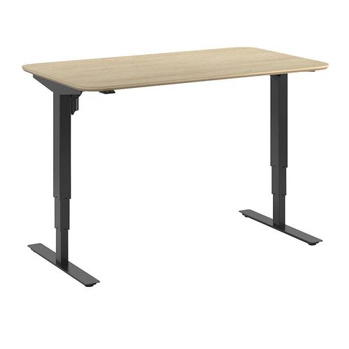 4061753261366 - Schreibtisch Atlanta Trend elektrisch höhenverstellbar gerade abgerundete Ecken BxT 1400 x 800 mm Eiche schwarz kaiserkraft
