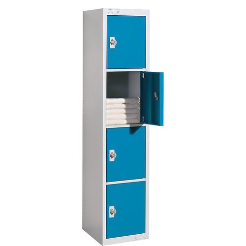 4061753005540 - eurokraft basic 4er-Schließfachschrank Venlo 1 Abteil lichtgrau   lichtblau Breite 450 mm Grundelement Drehriegel