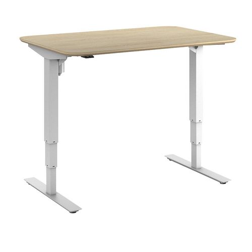4061753261250 - Schreibtisch Atlanta Trend elektrisch höhenverstellbar gerade abgerundete Ecken BxT 1200 x 800 mm Eiche weiß kaiserkraft