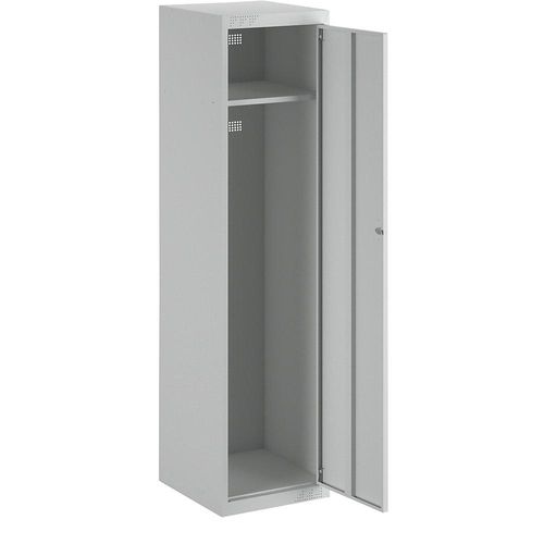 4061753006097 - eurokraft basic Garderobenschrank-System mit Grund- und Anbauelementen mit Grund- und Anbauelementen HxBxT 1800 x 450 x 500 mm 1 Hutboden 1 Kleiderstange lichtgrau Grundelement