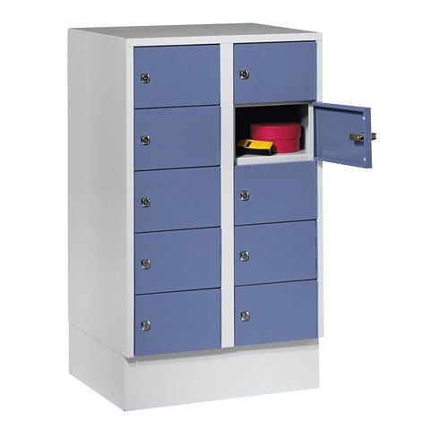 4250618204185 - Schließfachschrank Stahlbl Türanschl rechts Zylinderschloss 10 Fächer B 600 x H 965 mm lgrau RAL 7035 tblau RAL 5014 4250618204185 - Schließfachschrank Stahlbl Türanschl rechts Zylinderschloss 10 Fächer B 600 x H 965 mm lgrau RAL 7035 tblau RAL 5014