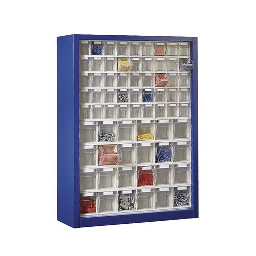 4009292858418 - Klappkasten-Hängeschrank HxBxT 910 x 665 x 250 mm mit 69 Kästen Gehäuse enzianblau kaiserkraft