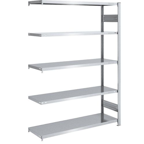 4250623790352 - eurokraft pro Lager-Steckregal verzinkt HxB 2000 x 1300 mm mit 5 Stahlböden Anbauregal Fachlast 230 kg Tiefe 500 mm