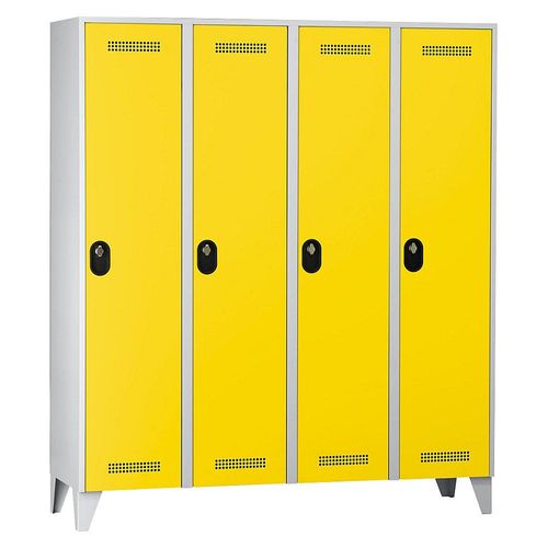 4250618246611 - Garderobenschrank Fachhöhe 1700 mm HxBxT 1850 x 1600 x 500 mm Abteilbreite 400 mm Korpus-   Türfarbe Lichtgrau   Zinkgelb 4250618246611 - Garderobenschrank Fachhöhe 1700 mm HxBxT 1850 x 1600 x 500 mm Abteilbreite 400 mm Korpus-   Türfarbe Lichtgrau   Zinkgelb