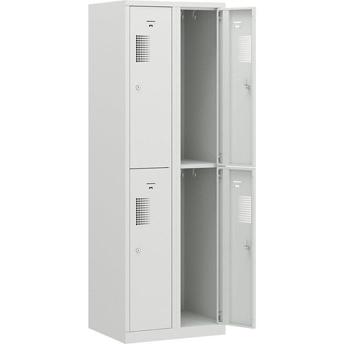4061753003645 - eurokraft basic Garderobenschrank halbhohe Fächer halbhohe Fächer B 600 mm 4 Fächer lichtgrau