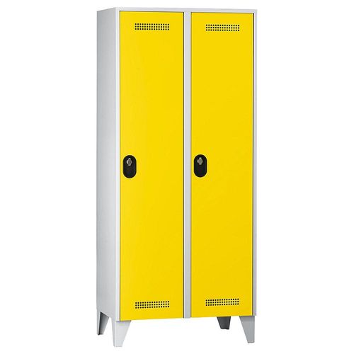 4250618246291 - Garderobenschrank Fachhöhe 1700 mm HxBxT 1850 x 800 x 500 mm Abteilbreite 400 mm Korpus-   Türfarbe Lichtgrau   Zinkgelb