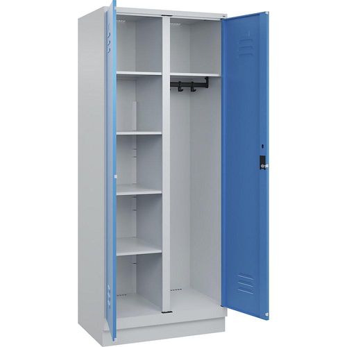 4067521055137 - Putzmittelspind Classic PLUS 1 Abteil Trennwand mittig lichtgrau   lichtblau B 800 mm mit Bodensockel Zylinderschloss C+P