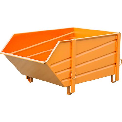 4052462028890 - eurokraft pro Stahlblechbehälter Volumen 1 m³ ohne klappbare Schüttklappe aus profiliertem Stahl gelborange