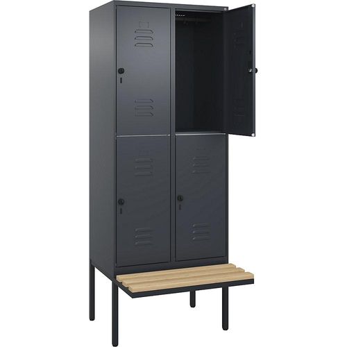 4066681747203 - Doppelstock-Spind Classic PLUS Sitzbank 2 Abteile grau B 800 mm Sicherheits-Drehriegel auskragend Buche-Hartholz C+P 4066681747203 - Doppelstock-Spind Classic PLUS Sitzbank 2 Abteile grau B 800 mm Sicherheits-Drehriegel auskragend Buche-Hartholz C+P