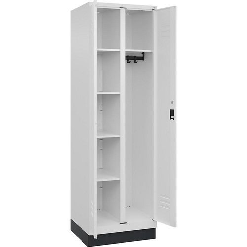 4067521054932 - Putzmittelspind Classic PLUS 1 Abteil Trennwand mittig verkehrsweiß B 600 mm mit Bodensockel Zylinderschloss C+P