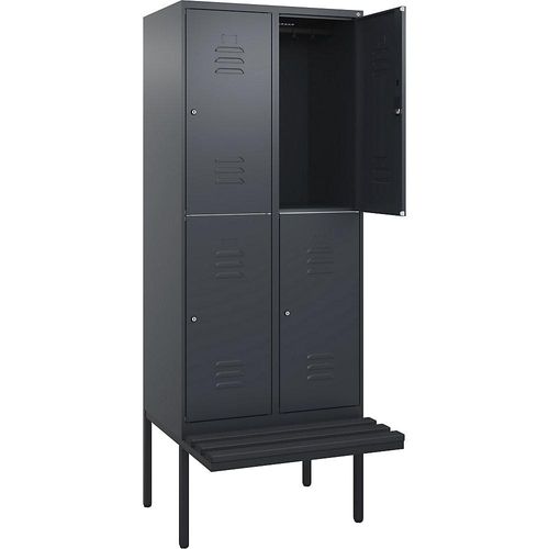 4066681798977 - Doppelstock-Spind Classic PLUS Sitzbank 2 Abteile grau B 800 mm Zylinderschloss auskragend Kunststoff C+P 4066681798977 - Doppelstock-Spind Classic PLUS Sitzbank 2 Abteile grau B 800 mm Zylinderschloss auskragend Kunststoff C+P