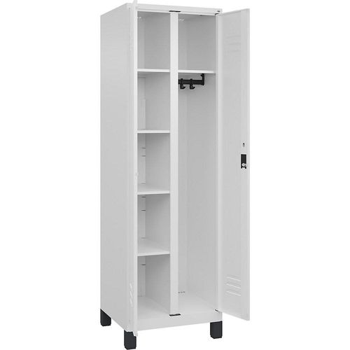 4067521054338 - Putzmittelspind Classic PLUS 1 Abteil Trennwand mittig verkehrsweiß B 600 mm mit Füßen Zylinderschloss C+P