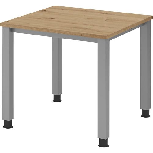 4032062192726 - Schreibtisch Q-Serie manuell höhenverstellbar 68-835cm (H) 80x80cm (BxT) quadratisch asteiche   silber 4032062192726 Hamme