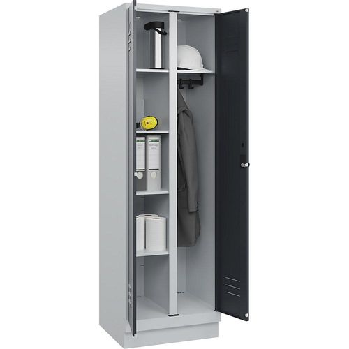 4067521054727 - Putzmittelspind Classic PLUS 1 Abteil Trennwand mittig lichtgrau   grau B 600 mm mit Bodensockel Drehriegel C+P