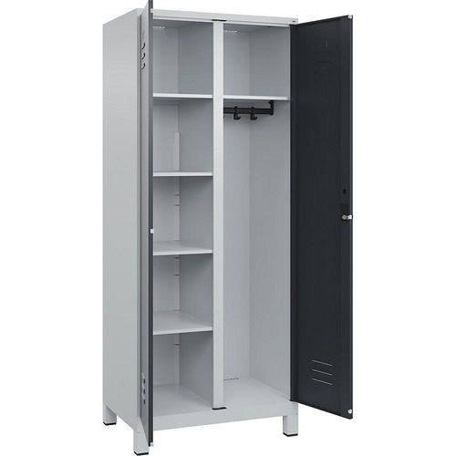 4067521054420 - Putzmittelspind Classic PLUS 1 Abteil Trennwand mittig lichtgrau   grau B 800 mm mit Füßen Drehriegel C+P