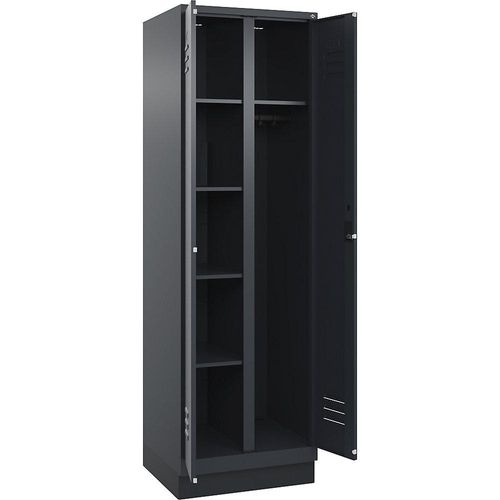 4067521054918 - Putzmittelspind Classic PLUS 1 Abteil Trennwand mittig grau B 600 mm mit Bodensockel Zylinderschloss C+P