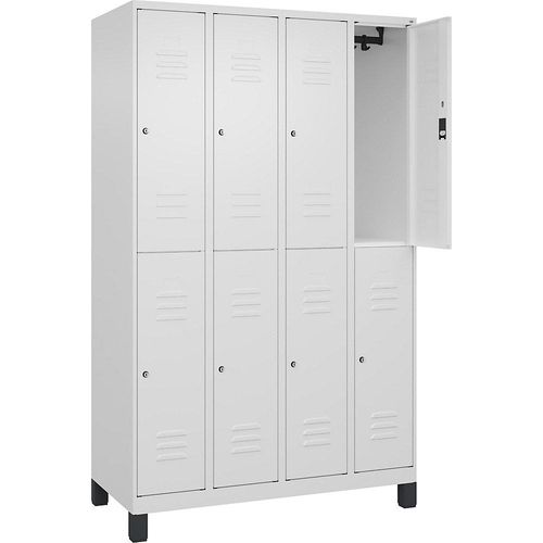 4066681623835 - Doppelstock-Spind Classic PLUS 4 Abteile verkehrsweiß HxB 1950 x 1200 mm mit Füßen Zylinderschloss 4066681623835 - Doppelstock-Spind Classic PLUS 4 Abteile verkehrsweiß HxB 1950 x 1200 mm mit Füßen Zylinderschloss