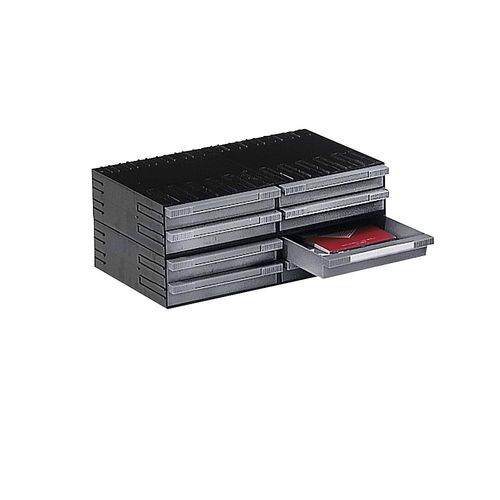 4053133002690 - Schubladenmagazin aus Polystyrol HxBxT 202 x 482 x 3445 mm 8 Schubladen grau kaiserkraft