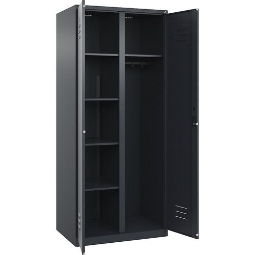 4067521360613 - Putzmittelspind Classic PLUS 1 Abteil Trennwand mittig grau B 800 mm mit Bodengleitern Drehriegel C+P