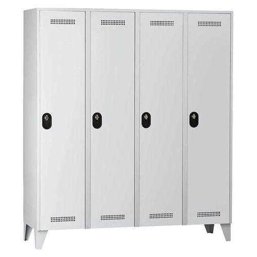 4250618246642 - Garderobenschrank Fachhöhe 1700 mm HxBxT 1850 x 1600 x 500 mm Abteilbreite 400 mm Korpus-   Türfarbe Lichtgrau   Lichtgrau