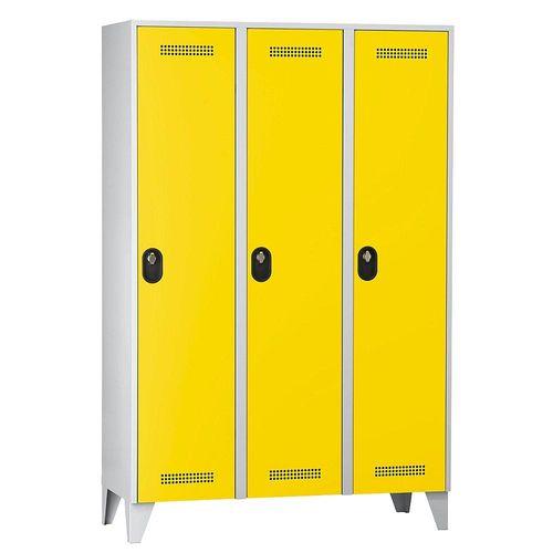 4250618246451 - Garderobenschrank Fachhöhe 1700 mm HxBxT 1850 x 1200 x 500 mm Abteilbreite 400 mm Korpus-   Türfarbe Lichtgrau   Zinkgelb