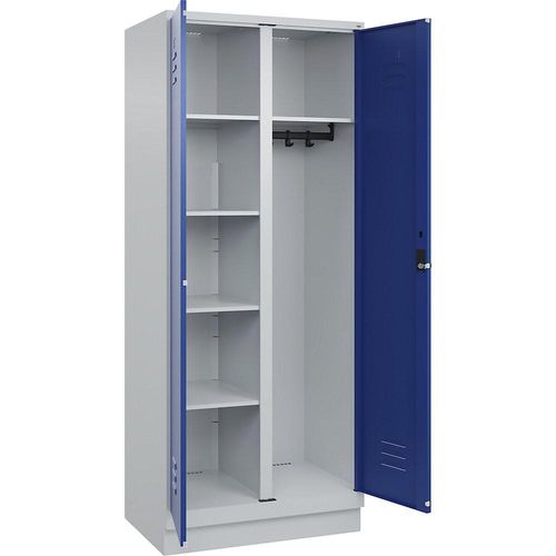 4067521054970 - Putzmittelspind Classic PLUS 1 Abteil Trennwand mittig lichtgrau   enzianblau B 800 mm mit Bodensockel Drehriegel C+P