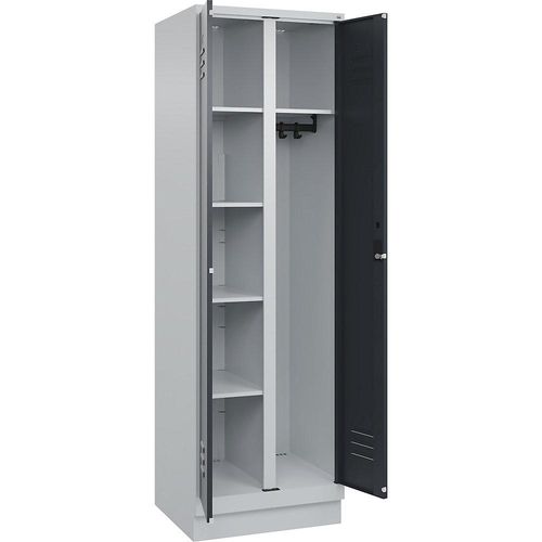 4067521054871 - Putzmittelspind Classic PLUS 1 Abteil Trennwand mittig lichtgrau   grau B 600 mm mit Bodensockel Zylinderschloss C+P