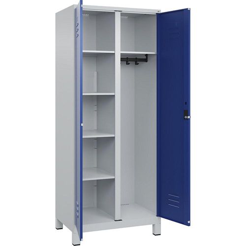 4067521054376 - Putzmittelspind Classic PLUS 1 Abteil Trennwand mittig lichtgrau enzianblau B 800 mm mit Füßen Drehriegel C+P 4067521054376 - Putzmittelspind Classic PLUS 1 Abteil Trennwand mittig lichtgrau enzianblau B 800 mm mit Füßen Drehriegel C+P