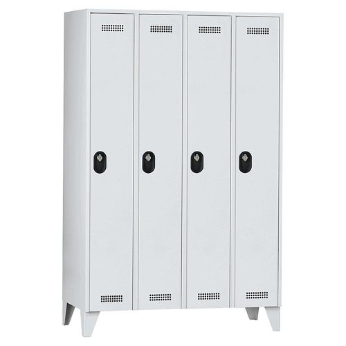4250618239088 - Garderobenschrank Fachhöhe 1700 mm HxBxT 1850 x 1200 x 500 mm Abteilbreite 300 mm Korpus-   Türfarbe Lichtgrau   Lichtgrau