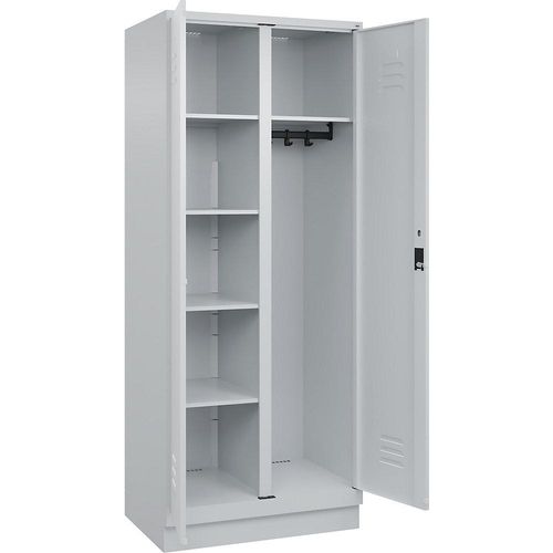 4067521055182 - Putzmittelspind Classic PLUS 1 Abteil Trennwand mittig lichtgrau B 800 mm mit Bodensockel Zylinderschloss