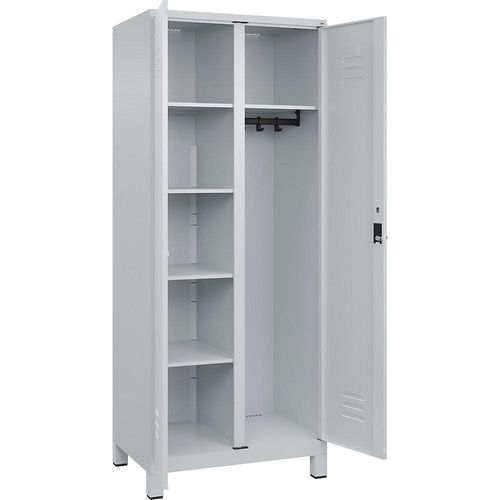 4067521054437 - Putzmittelspind Classic PLUS 1 Abteil Trennwand mittig lichtgrau B 800 mm mit Füßen Drehriegel C+P