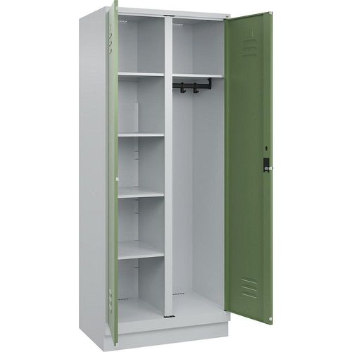 4067521055007 - Putzmittelspind Classic PLUS 1 Abteil Trennwand mittig lichtgrau resedagrün B 800 mm mit Bodensockel Drehriegel C+P 4067521055007 - Putzmittelspind Classic PLUS 1 Abteil Trennwand mittig lichtgrau resedagrün B 800 mm mit Bodensockel Drehriegel C+P