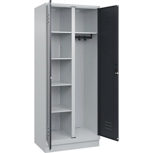 4067521055175 - Putzmittelspind Classic PLUS 1 Abteil Trennwand mittig lichtgrau   grau B 800 mm mit Bodensockel Zylinderschloss C+P
