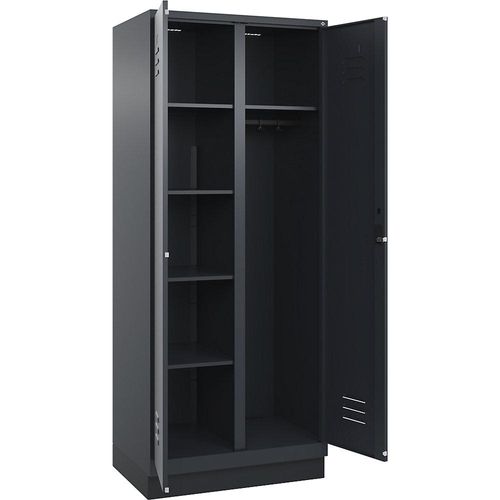 4067521055212 - Putzmittelspind Classic PLUS 1 Abteil Trennwand mittig grau B 800 mm mit Bodensockel Zylinderschloss C+P