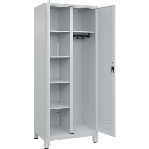 4067521054581 - Putzmittelspind Classic PLUS 1 Abteil Trennwand mittig lichtgrau B 800 mm mit Füßen Zylinderschloss C+P 4067521054581 - Putzmittelspind Classic PLUS 1 Abteil Trennwand mittig lichtgrau B 800 mm mit Füßen Zylinderschloss C+P