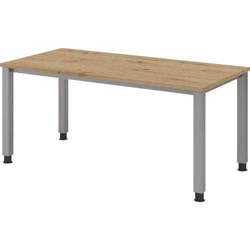 4032062193587 - Schreibtisch Q-Serie manuell höhenverstellbar 68-835cm (H) 160x80cm (BxT) rechteckig asteiche   silber 4032062193587 Hamme