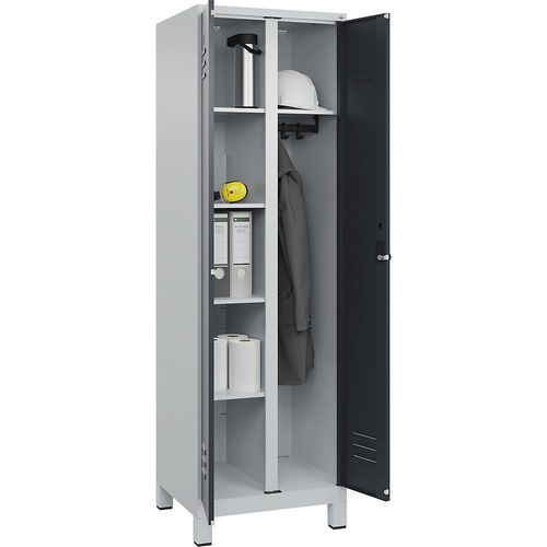 4067521054123 - Putzmittelspind Classic PLUS 1 Abteil Trennwand mittig lichtgrau   grau B 600 mm mit Füßen Drehriegel C+P